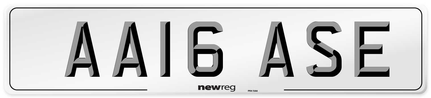 AA16 ASE Number Plate from New Reg